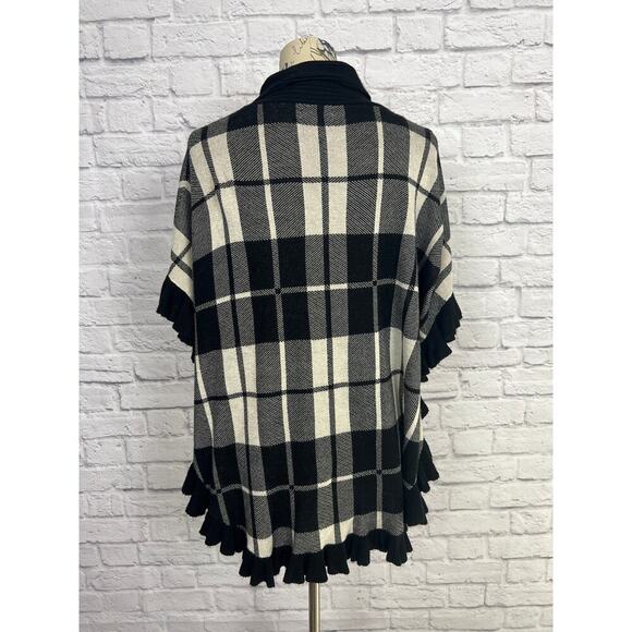 Black and Cream Open Poncho Style Cardigan Oversized Women’s X-Large - Picture 5 of 8